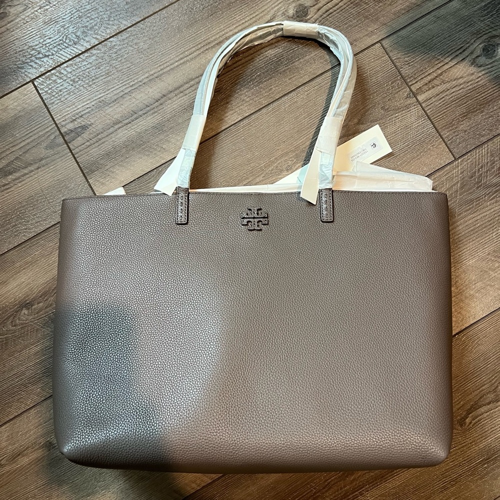 NWT Tory Burch Women's Mcgraw Tote Silver Maple
